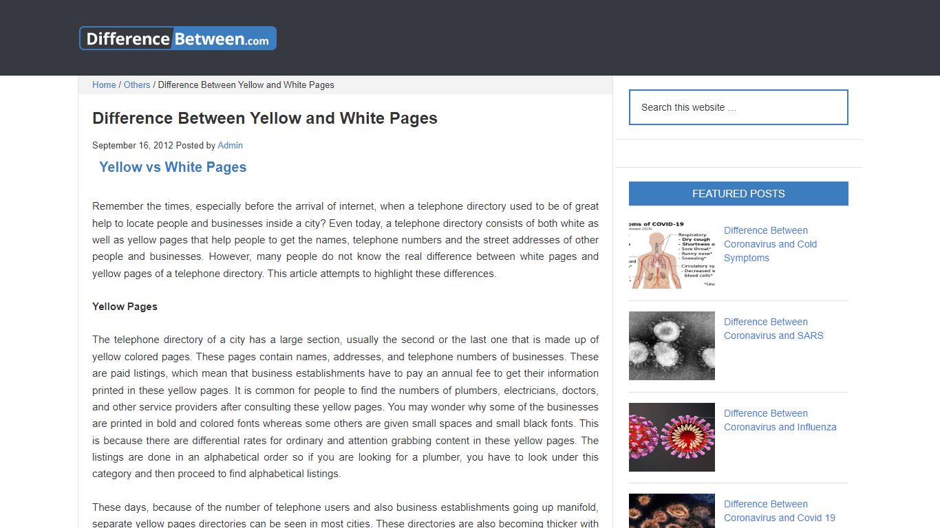 Difference Between Yellow and White Pages